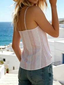 EMERY ROSE Women V-Neck Striped Camisole - Multicolor - View 2