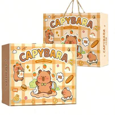 Capybara-Themed Stationery Gift Set - Includes Pufferfish Design Pencil Case, Highlighters, Sticky Notes, Notebook, Etc. - Suitable As A Birthday Or Partner Gift, Gift | Illustrated Pencil Case (Some Styles May Be Random)