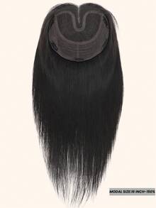 ZERO-NET 16 Inch 8x10 Human Hair Toppers For Women, Large Base Easy To Wear, Straight Black No Bangs Hair Pieces For Thinning Gray Hair - SNatural - View 2