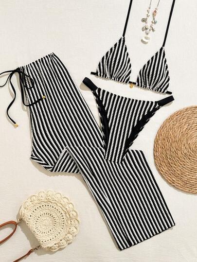 Swim Oasis 2026新款春夏女士三件套泳衣，泳裤和裙子，特殊面料沙滩度假优雅休闲泳装套装