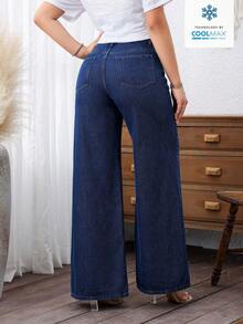 EMERY ROSE Women's Casual Everyday Commute Versatile Loose Breathable Wide-Leg Jeans - Dark Wash - View 2