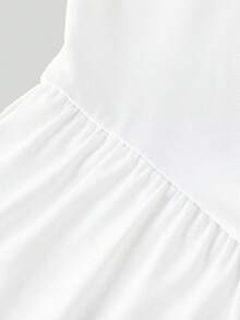 Gaun Olahraga Kasual Polos Model Racerback dengan Tali Silang untuk Anak Perempuan Remaja - Putih - View 5