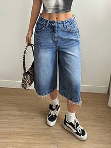 Rivivi Pantalones vaqueros 7/8 con bolsillos para uso casual diario de mujer - Azul lavado medio - Ver 5