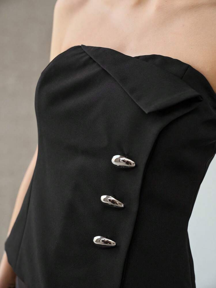 METAL BUTTON BANDEAU TOP