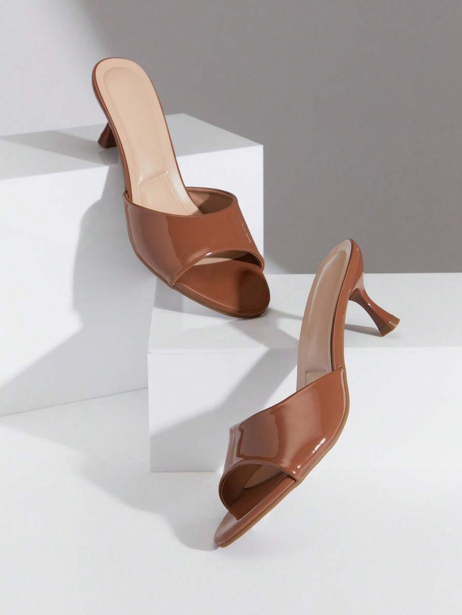 SHUZIA Women Comfortable Kitten Heel Almond Toe Heeled Sandals - Maroon - View 1