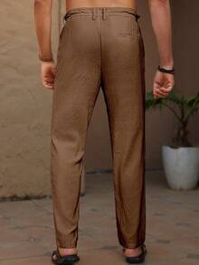 Palmeraft Men's Casual Versatile Solid Color Pants, Holiday - Rust Brown - View 2