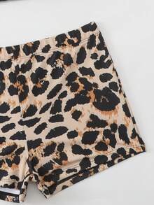 Swim Lushoire Lushoire 女士两件套性感豹纹扭结前扣抹胸黑色宽肩带比基尼泳装套装，适合夏季海滩度假 - 彩色 - 查看 5