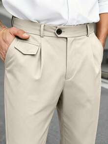 Manfinity Mode Pantalones de traje de unicolor para hombres de talla grande, formal, ceremonia - Albaricoque - Ver 6