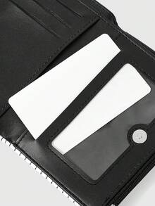 ROMWE Anime Dompet Motif Not Musik dengan Dekorasi Kunci Piano dan Resleting Bintang, Dompet Koin Resleting Kulit Imitasi untuk Pecinta Musik - Nada hitam putih - View 5