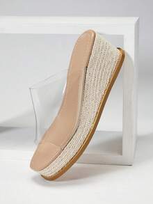 SHUZIA Giày đế xuồng espadrille đế dày, quai ngang, tối giản dành cho nữ. - Trong sáng - Xem 6