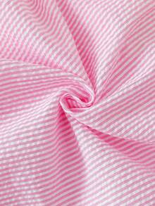 Genkimix Kids Conjunto de 2 piezas de blusa sin mangas a rayas y falda de línea A elegante para niñas preadolescentes, adecuado para uso diario, casual y de viaje, verano - Rosa - Ver 7