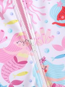 Cozy Pixies 小女孩可爱粉色美人鱼水下动物休闲度假泳装 - 彩色 - 查看 4