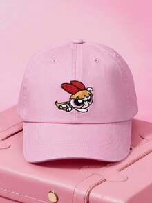 THE POWERPUFF GIRLS X SHEIN 升级版可爱卡通花朵粉色防晒棒球帽，适合儿童、女孩，透气、柔软、舒适，适合旅行和户外活动 - 粉色 - 查看 2