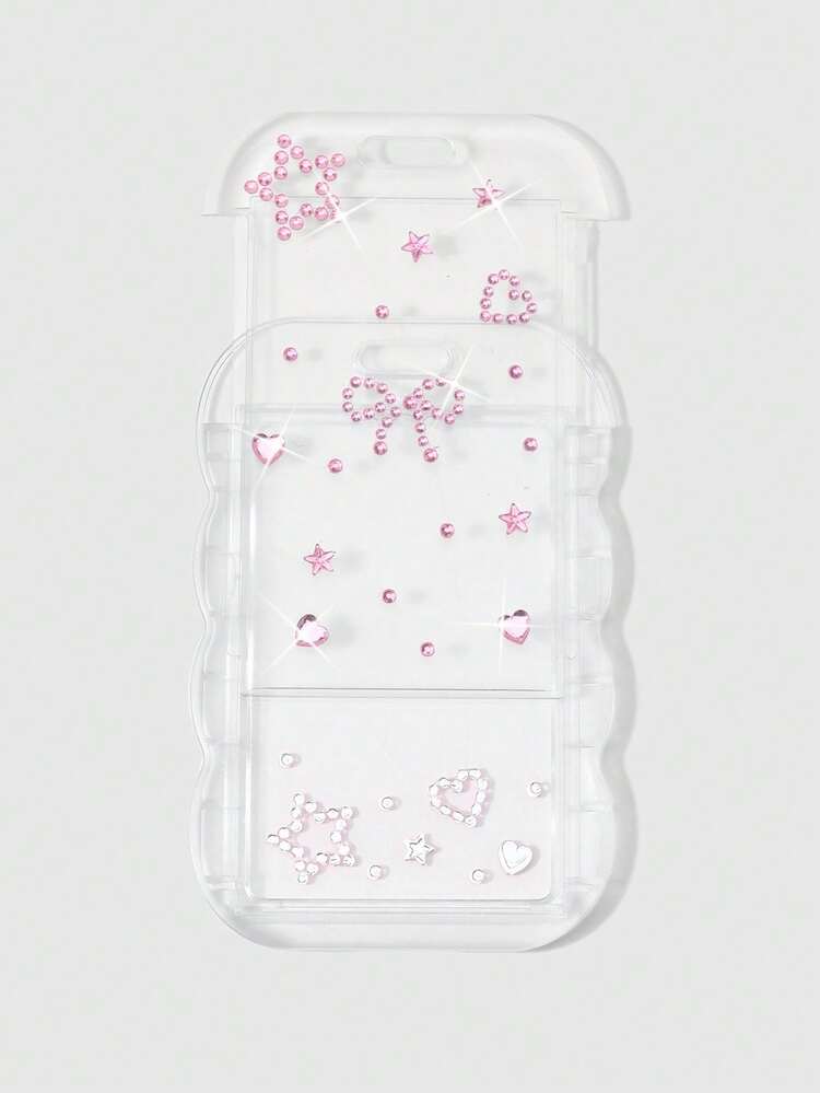 ROMWE Kawaii 1 Ins Creative, Simple, Sweet And Delicate, Versatile, High-Value Soft Pottery Rhinestones, Full Of Diamonds, Shiny Notes, Pendants, PVC Sound Symbols'DIY Diamond Jewelry ', Free A Webbing Bow, Star Love Rhinestone Sticker, Acrylic Transparent Lace Sliding Cover Card Cover, Campus Card Cover, Travel Card Cover, Transportation Card Cover, Star Card Card Rabbit, Keychain Accessories, Bag Pendant, Suitable For Office Workers, Students, Party Fans, Daily Wear, Holiday Gifts - Pink-135 - View 7