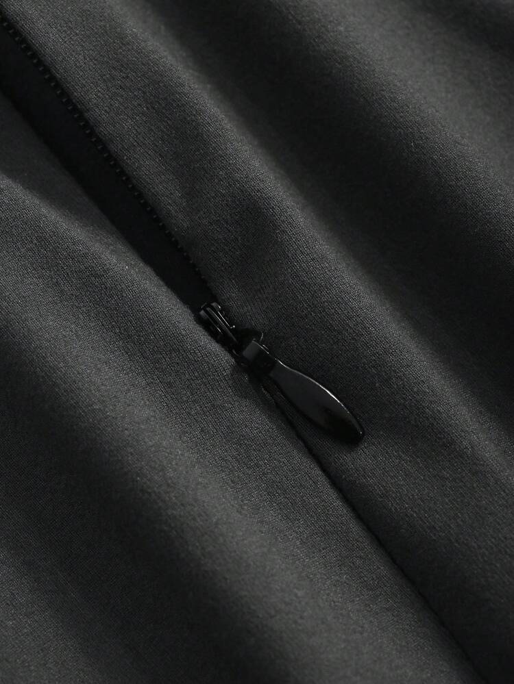 Women's Solid Color Raglan Short Sleeve Zip-Up Mandarin Collar Fitted Casual T-Shirt