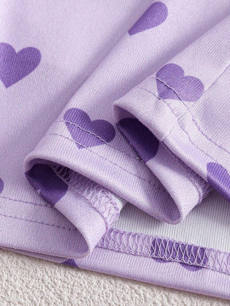 Bộ đồ ngủ 3 món in hình nàng tiên cá cho bé gái, gồm áo thun, quần short và quần legging. - Màu tím hoa cà - Xem 3