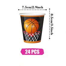 橙黑蓝阴影一次性餐盘、餐巾纸和杯子，派对用品套装，可供 24 人使用，一次性纸质派对餐具，适合生日、婚礼、主题派对、家庭野餐。 - 查看 8