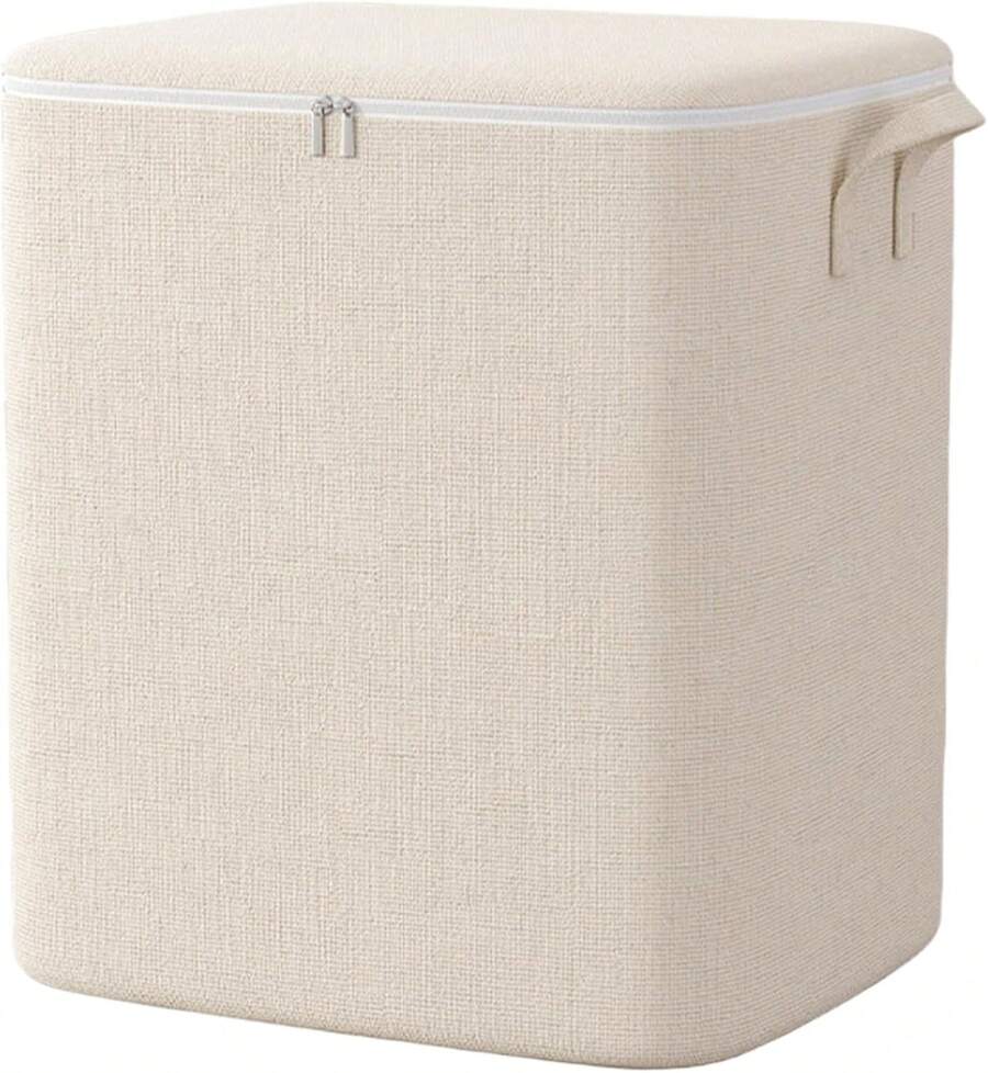 Clothing Storage, Cotton Linen Collapsible Closet Storage Bins With Zippered Top Reusable Large Organizer For Moving, Travel, And Home, L, Clothes Bag, Clothing Bags - Multicolor - View 1