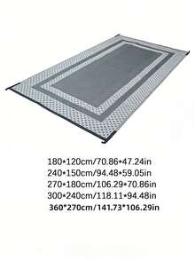 1pc Reversible Waterproof Plastic Grass Mat, Durable Non-Slip Outdoor Rug For Garden, Patio, Camping, Pool, Backyard, Balcony, Picnic, All-Weather Plastic Carpet For Outdoor Entrance (Black And Beige) - A - View 11