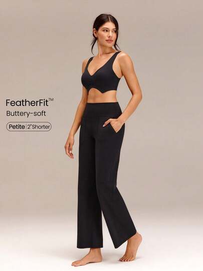 GLOWMODE 27" Leggings de cintura extra alta y pierna ancha FeatherFit™ Ease Into It con bolsillo, para yoga, pilates, estudio y uso diario activo