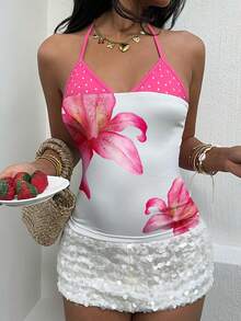 Glimmora 这款女士红色碎花二合一吊带背心性感十足，充满Y2K风格，适合海岛、海滩、度假、音乐节和派对等场合。 - 彩色 - 查看 4