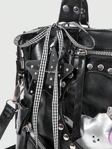 ROMWE Kawaii Túi đeo chéo Love Locomotive Sweet And Cool Wind trong suốt nhiều lớp - màu đen - Xem 3