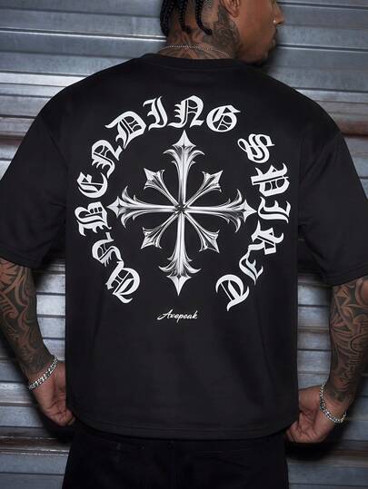 AXEPEAK Camiseta de manga corta holgada y casual para hombre, talla estándar con estampado de agua y rhinestones, para verano