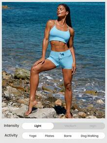 GLOWMODE FeatherFit™ Crisscross Back Sports Bra Light Support Yoga Studio Gym Daily  Spring Summer - Blue - View 7
