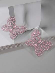 Rhinestone Butterfly Glamorous Full Sexy Shiny Nipple Cover Pasties & Chafing Sweat Pads For Women, For Rave - Pink - View 5