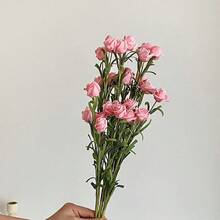 3支仿真玫瑰花，家居装饰用假玫瑰，情人节、生日、毕业礼物的理想之选 - 粉色 - 查看 11