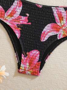 SHEIN 少女印花比基尼套装，假日风情，沙滩装，随机印花 - 彩色 - 查看 5