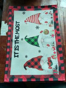 4pcs Rustic Christmas Linen Placemats Gnome Buffalo Plaid Pattern Tablecloths Suitable For Restaurant Kitchen Dining Room Table Decoration Home Farmhouse Decor Outdoor Picnic Decor Merry Christmas Decorations For Home 2025 New Year 2026 Gift Idea - Multicolor - View 5