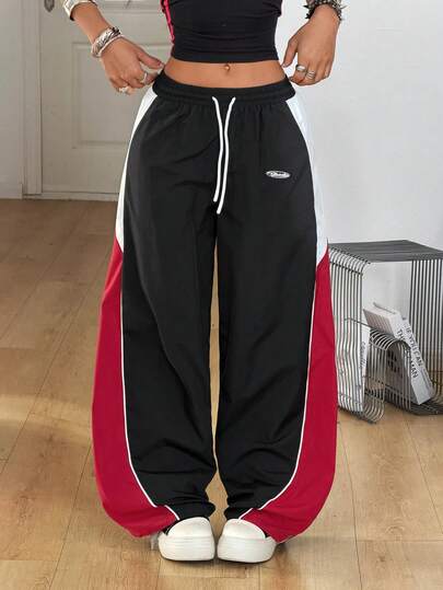 Coolane Pantalones de verano con textura decorativa de bloques de color para mujer y hombre, ropa deportiva para salir y conciertos