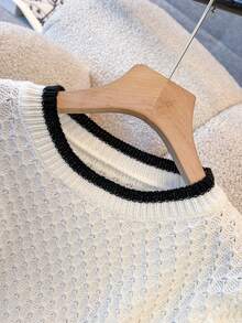 GlowEve Áo thun nữ tay ngắn cổ tròn, hai lớp, kiểu dáng ôm sát, thời trang độc đáo, dành cho mùa xuân/hè. Hàng mới về. - Đen và trắng - Xem 7