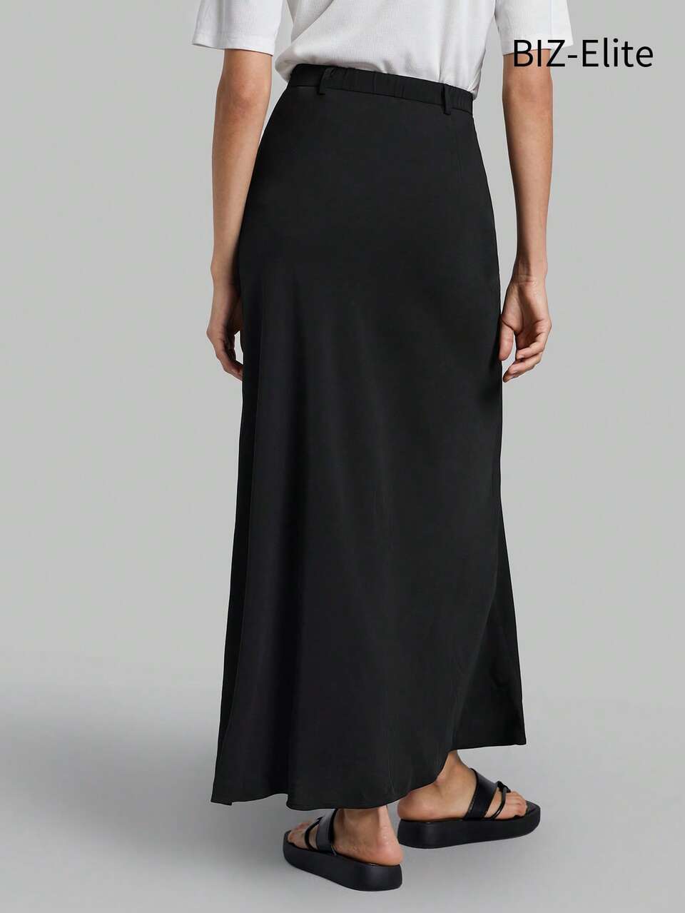 Women's Outfit, Beach Wear, Holiday Outfit, Country Style, Country Concert, 2026SS Spring/Summer Women's Clothing, Women's Skirt, Black High-Waist Versatile Skirt, A-Line Long Skirt, A-Line, Shiny Skirt, Women's Office Wear, Women's Casual Wear, Old Money Style, Vacation, Date Outfit, Loose Fit, Teacher Outfit, Comfortable Fabric, Fashionable Versatile Women's Skirt