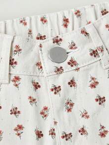 SHEIN MOD 大码女式印花口袋纽扣门襟休闲百搭日常阔腿牛仔裤 - 彩色 - 查看 4