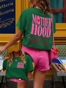 DrmWander 女士T恤，休闲街头风印花短袖T恤，可爱夏季上衣 - 綠色 - 查看 3