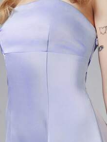 OverBlushhh Elegant Sexy Solid Color Backless Camisole Mini Dress, Summer Party Light Blue - Blue - View 5