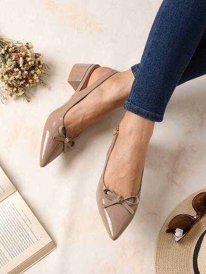 Zapatos de tacón con detalle de lazo, de charol azul claro, para brindar elegancia en cada paso, zapatillas primaverales perfectas para eventos especiales, fáciles de combinar