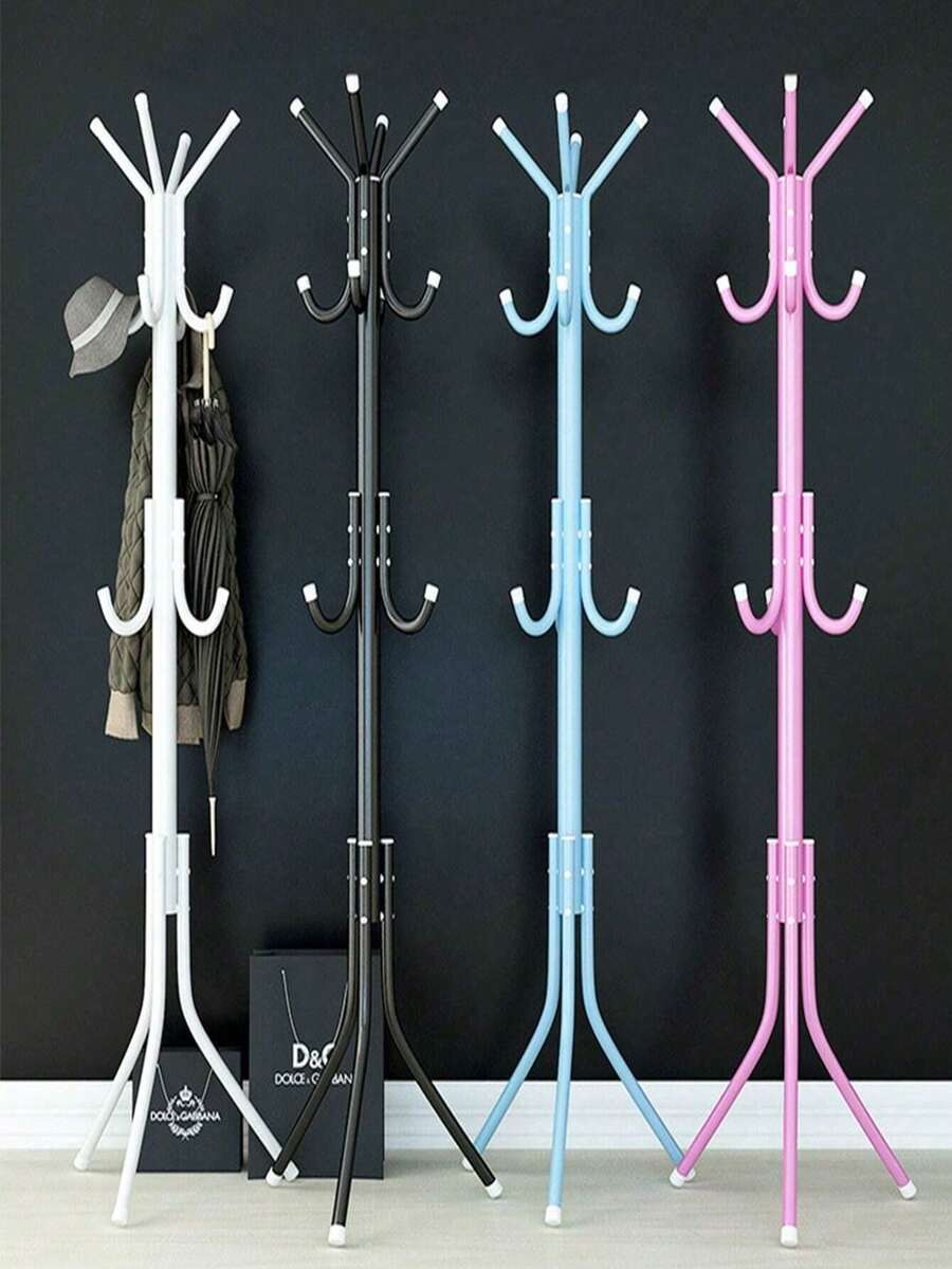 1PC Vertical Freestanding Clothes Rack Thickened Iron Modern Minimalist Coat Rack Simple Garment Hanger For Bedroom Living Room Entryway Home Heavy Duty Space Saving Sturdy Standing Clothes Drying Rack Home Organization