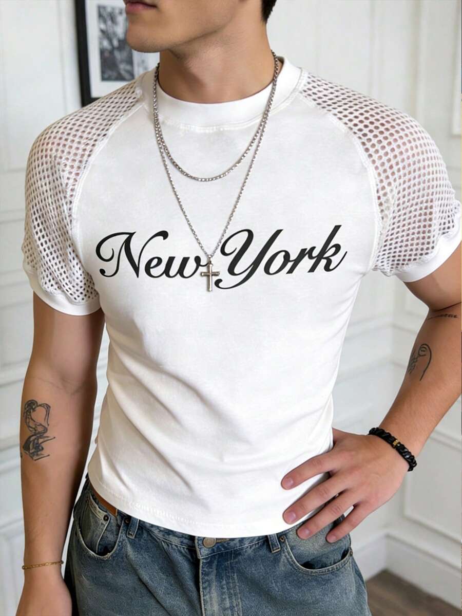 Manfinity Dauomo Casual Fashion Men's Letter Print Raglan Short Sleeve T-Shirt White T-Shirt Net T-Shirt Search Mens T-Shirt Mesh T-Shirt New York Tshirt Mens Tee Shirts Net Tshirt Men Clothes T Shirt - Apricot - View 1