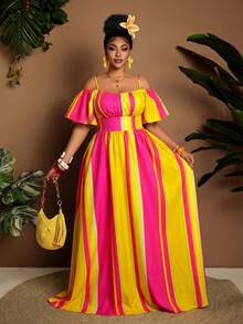 Maweii 大码性感露肩收腰连衣裙，修身显瘦，适合万圣节、春夏穿着 - 彩色 - 查看 5