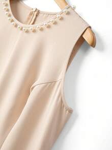 GlowEve CURVE Women's Khaki Tweed Plain Long Sleeve Jacket With Short Dress Elegant Two Piece Set - Khaki - View 3