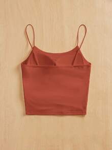 Siren Gaze 女士紧身圆领胸垫透气夏季基础款吊带背心，女士无胸罩背心，女士吊带衫，女士无胸罩上衣，细肩带上衣，女士吊带衫，女士内置胸罩吊带衫，女士夏季上衣，女士紧身背心 - 棕色 - 查看 3