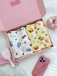 CovetEZ Áo nữ mùa hè, thích hợp mặc ở nhà hoặc ngoài trời, họa tiết đu đủ màu pastel và họa tiết dâu tây màu trắng ngà, chất liệu thoải mái, thời trang thường ngày, thích hợp mặc mùa hè. - Nhiều màu - Xem 7