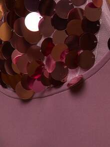 MUSERA Đầm ngắn ôm sát, dáng suông, cổ yếm chữ V khoét sâu, đính sequin, thích hợp cho mùa hè, xuân, đi nghỉ mát, du lịch, dự tiệc, phong cách thanh lịch, hoàng hôn, có dây buộc. - Màu tím hoa cà - Xem 6