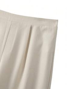 GlowEve CURVE Bộ đồ đi làm tay dài cổ tròn màu trơn phổ biến dành cho nữ cỡ lớn, thiết kế vừa vặn thanh lịch, trang trí nút kim loại, đa năng cho phụ nữ vào mùa thu/đông - Màu be - Xem 7