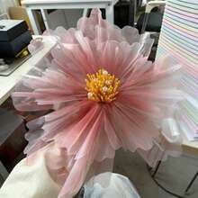 1朵粉色人造牡丹花，手工制作，带珍珠花蕊和花托，超大尺寸花卉装饰，适用于婚礼背景、活动展示和家居装饰 - 彩色 - 查看 7