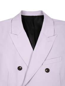 Manfinity Mode Men's Matte Purple Double-Breasted Wedding Suit Blazer Purple, Formal - Mauve Purple - View 4