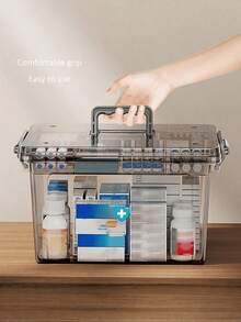 1PC Transparent Multi-Layer First Aid Kit With Handle, Large-Capacity Medicine Storage Box, Suitable For Home, Travel, And Office. Organizes Pills, Bandages, And Medical Supplies. Visible Compartments For Easy Access. Ideal For Family Emergencies And Daily Use. Portable Design, An Essential Health Storage Bag. - Multicolor - View 3